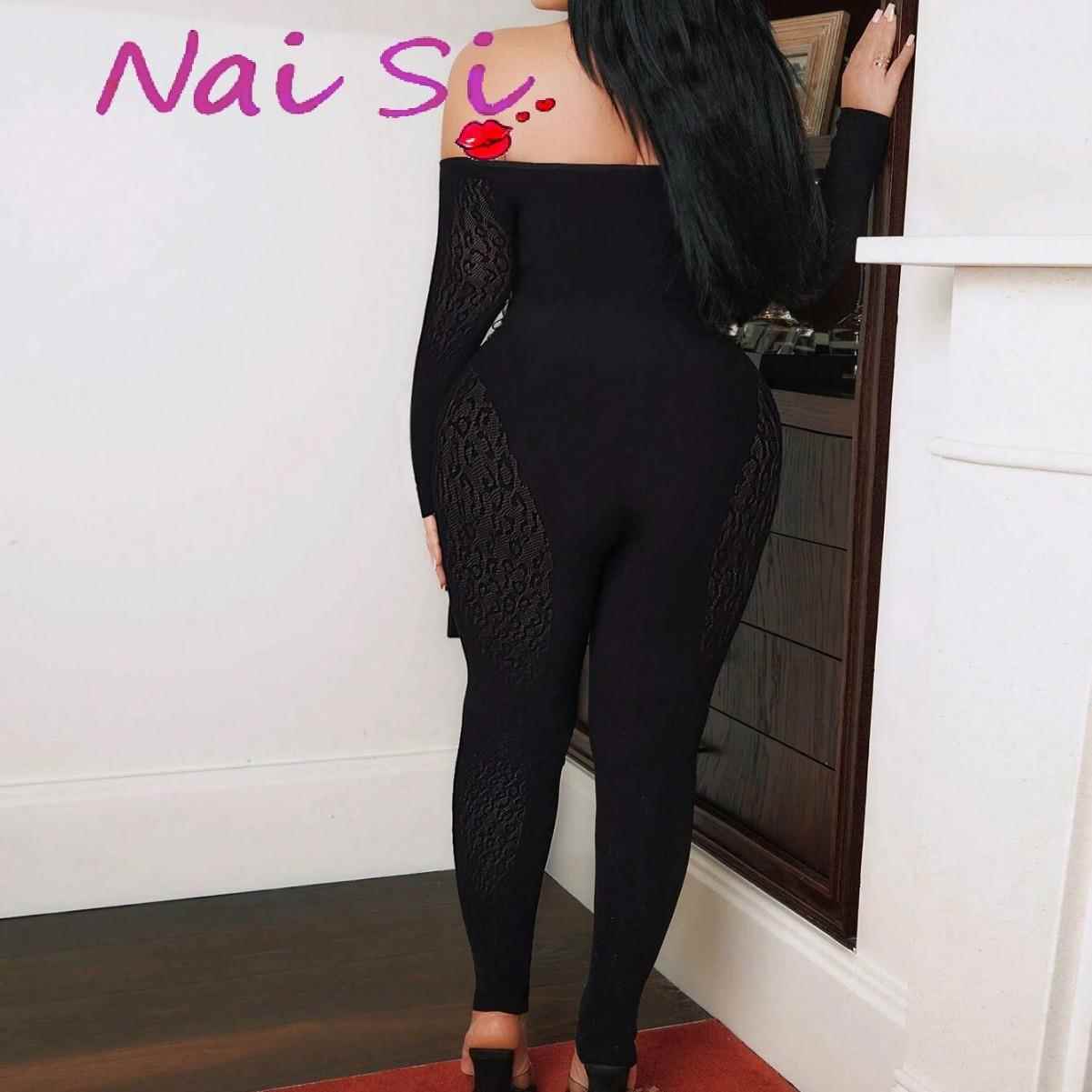 One-shoulder womens sexy tight jumpsuit with sleeves pearl