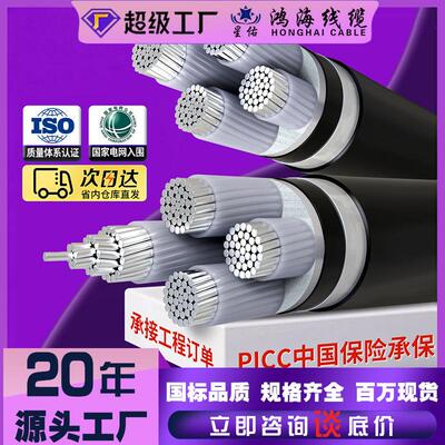国标电线电缆线YJLV22铝芯铠装0.6/1KV3 4芯16～630平方地埋电线