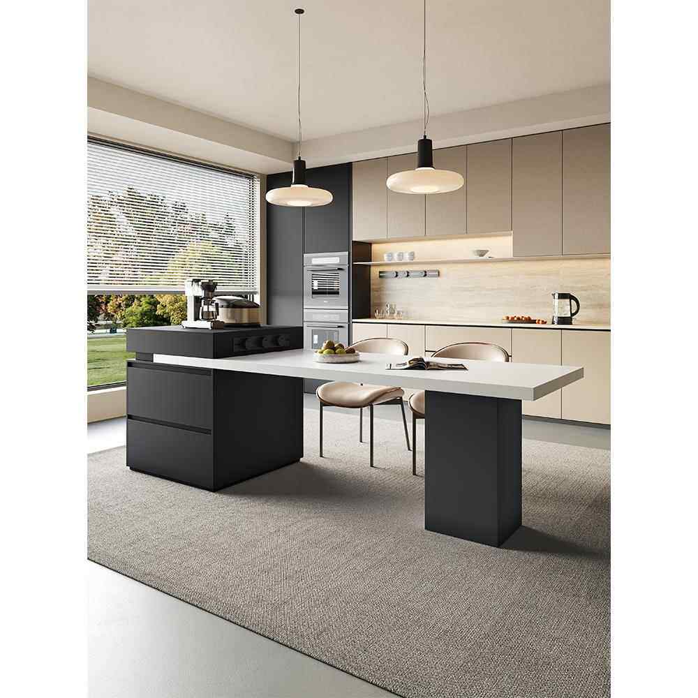 可伸缩板岩岛餐桌集成家庭小公寓岛厨房多功能意大利极简主义指南