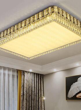 客厅灯202年约新款水35088晶灯长形现代简轻奢5大气led吸顶方灯大