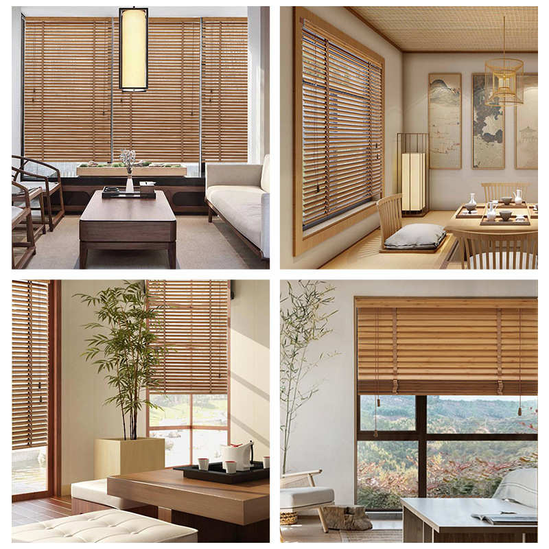 实木百叶窗帘家用书房客厅办公室卷帘卧室中式遮光升降竹质百页窗