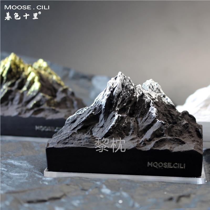新款混凝土桌面摆件珠穆朗玛峰微缩模型鱼缸造景微景观雪山扩香石