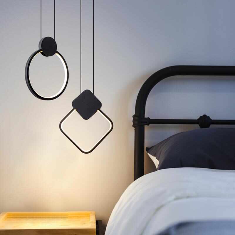 卧室床头吊灯单头创意个性北欧极简线条灯客厅背景墙长条小夜灯