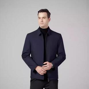 加厚夹外套爸爸 C季 男克中年衣棉翻领士蚕丝薄款 棉服中老年冬8603