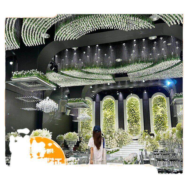 定制婚礼酒店水晶灯吊顶道具星空吊顶礼堂流水灯具宴会厅装饰灯光