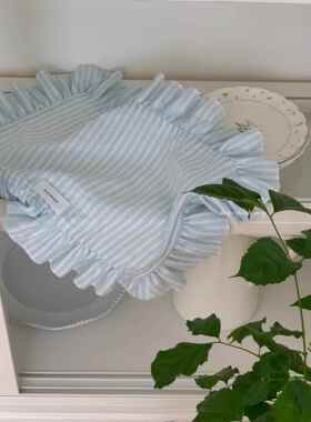 henceforth 自制天蓝条纹花边餐垫桌面装饰创意餐巾温柔小众ins风