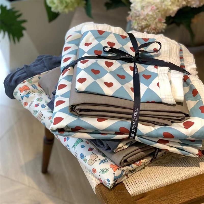 V45被O韩式米纯棉小花四件套法式F68MM9S花边床单套碎床上用品双