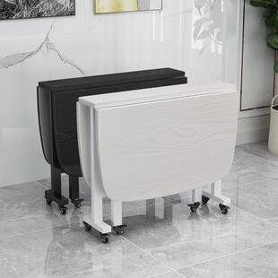 J^折叠桌餐桌家用小户型吃饭桌出租房简易书桌长方形靠边站桌椅组