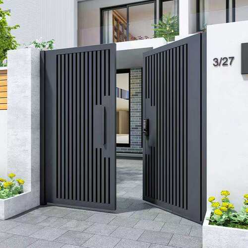 简约新中式铝艺大门别墅庭院电动双开门防锈新款自建房铝合金大门