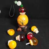 新款 仿蜜蜡配件无龙头镶嵌配饰口盖手捻胡芦文玩专用 小葫芦镶口