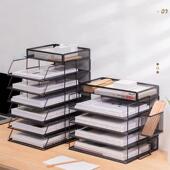 办公室桌面文件架金属置物架办公桌文件夹收纳盒文件框书立资料架