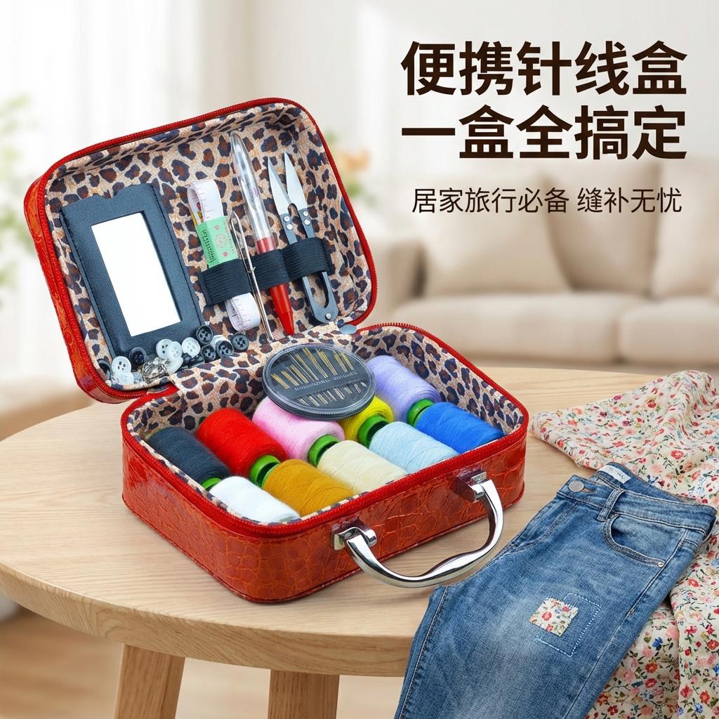 针线盒婚用结婚陪嫁套装多功能大号便携式针线包针线套装家用高档