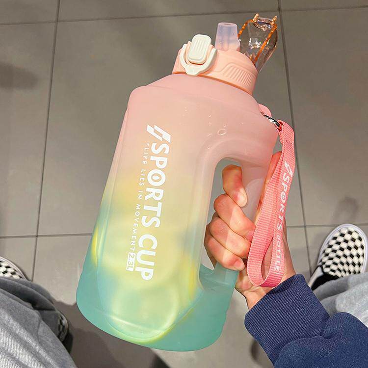 网红吨吨桶超大容量塑料水杯运动健身磨砂水壶渐变色便携夏季杯子