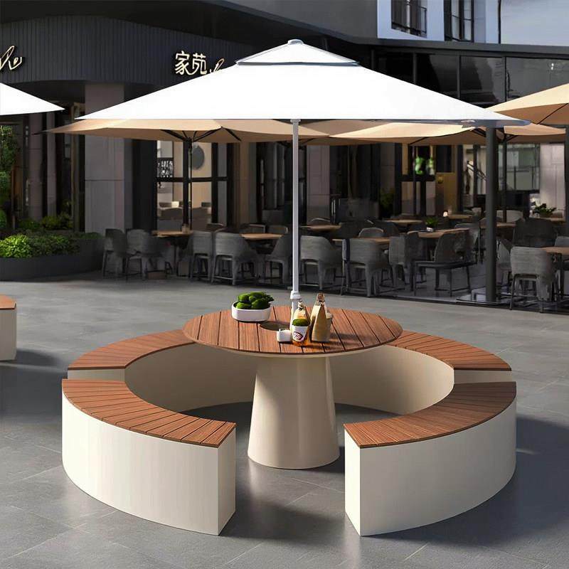 户外圆形桌椅庭院露台广场防水防晒公园咖啡厅休闲露天坐凳桌子