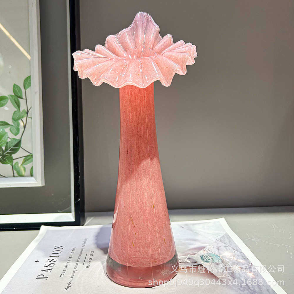艺术花瓶餐桌创意奢手工现代客厅样板间轻感摆件高级插花琉璃装饰
