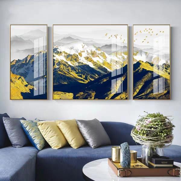 新款直销客厅装饰画沙发背景墙壁画餐厅墙面轻奢大气山水画水晶挂