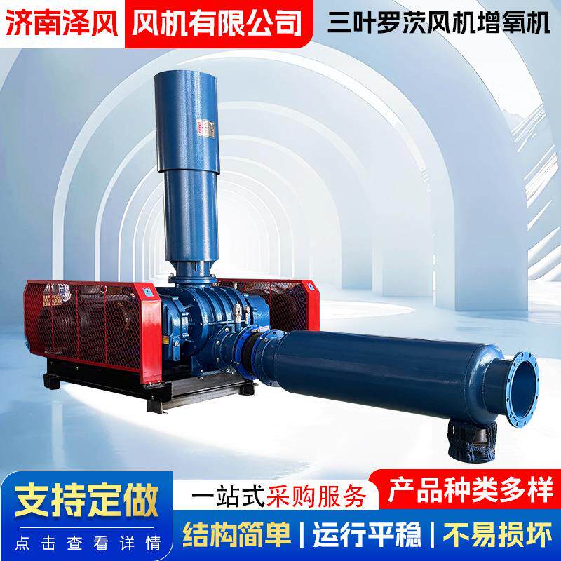 鱼塘曝气增氧机污水处理用大风量气体输送机三叶罗茨风机增氧机