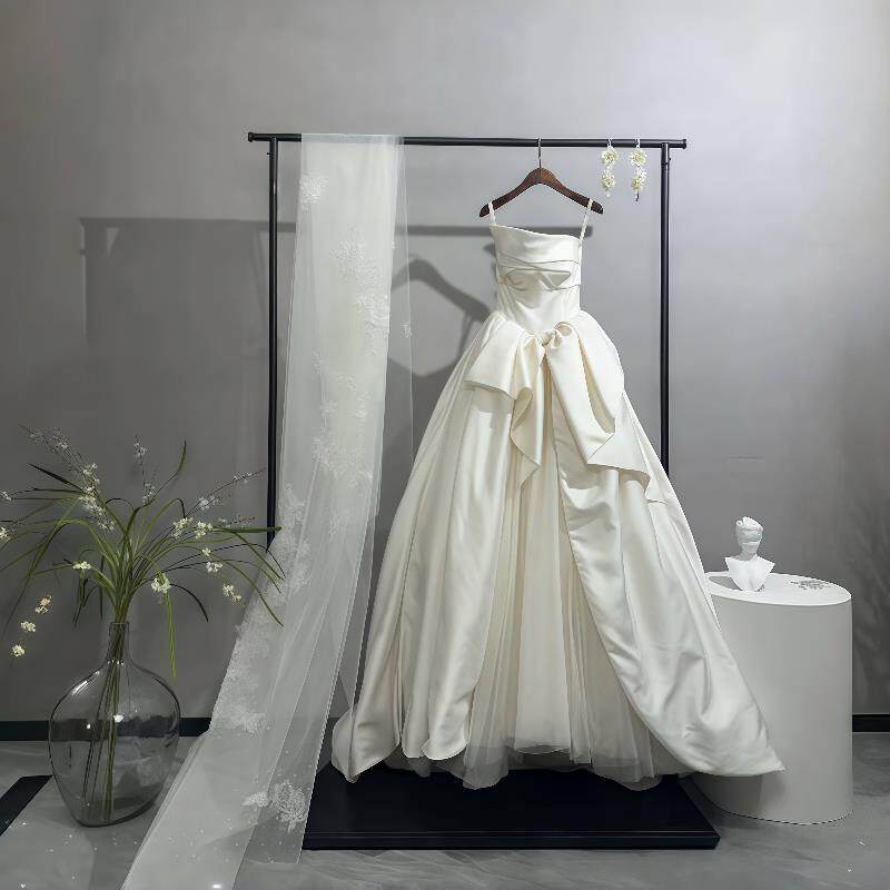 黑色带板婚纱店展示架挂婚纱架子落地礼服货架秀禾挂衣架头纱挂杆