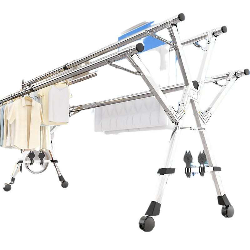 折叠晾衣架落地室内家用阳台卧室不锈钢室外凉晒伸缩杆式晒被