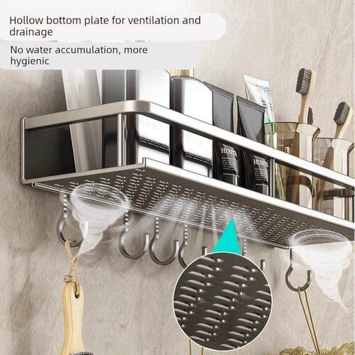 304不锈钢加厚壁挂置物架浴室免打孔洗漱台化妆品收纳厕所托盘架