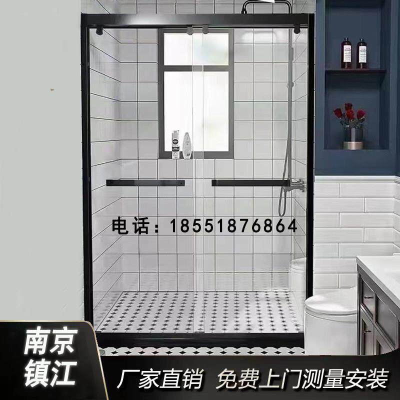 南京镇江定制纯304不锈钢一字型隔断弧扇型防爆钢化玻璃淋浴房