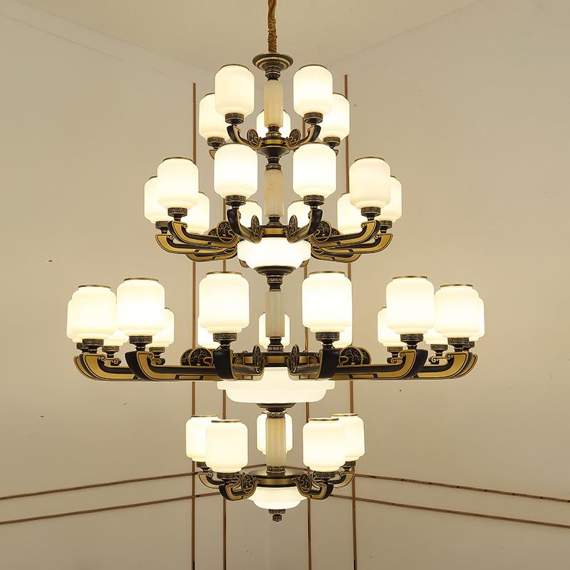 新中式别墅大吊灯自建房客厅挑高四层复式楼酒店高档锌合金灯具21