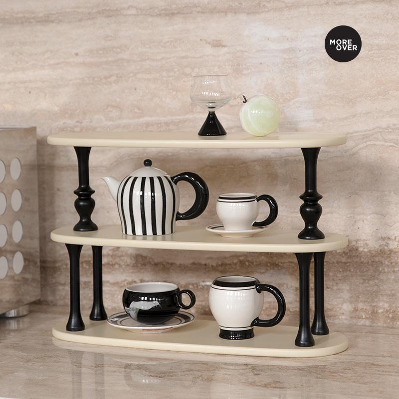 Moreover桌面水杯置物架ins风 台面整理实木杯子香水收纳层架