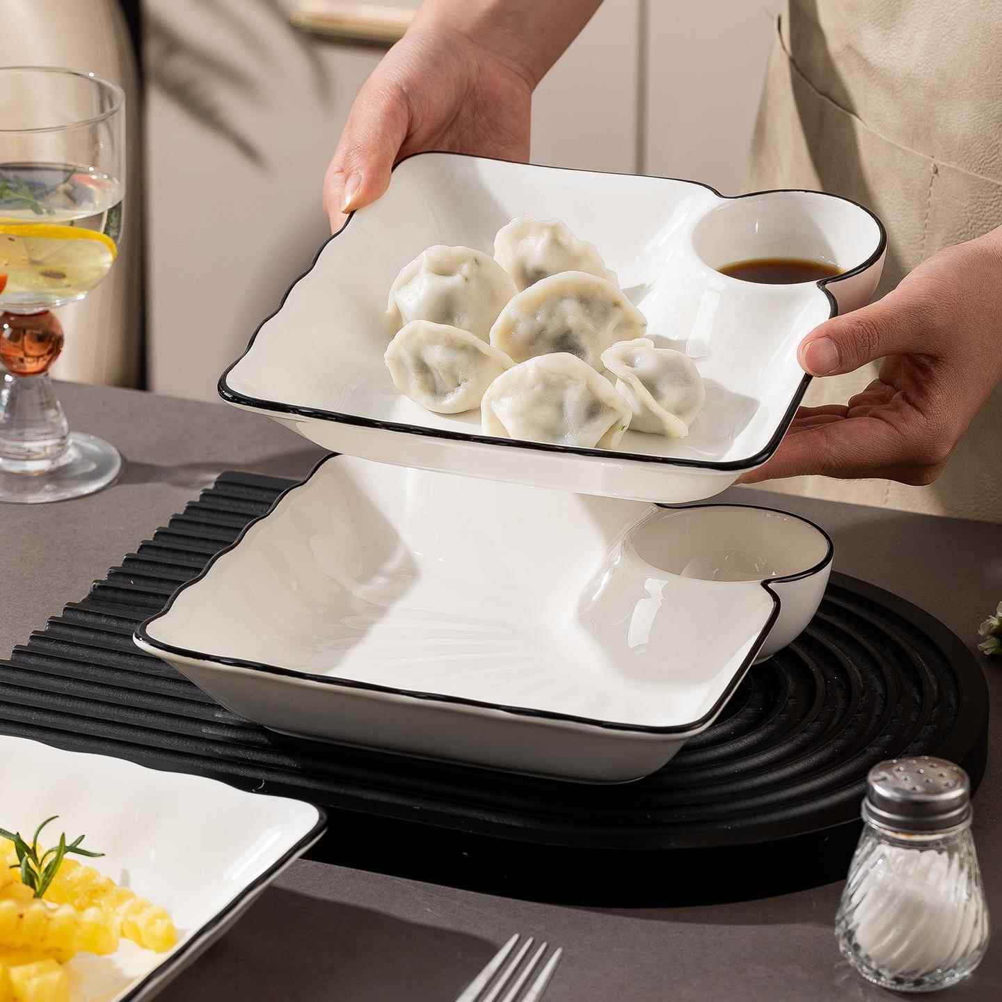 陶瓷饺子专用盘盘子家用菜盘餐盘创意盘专用