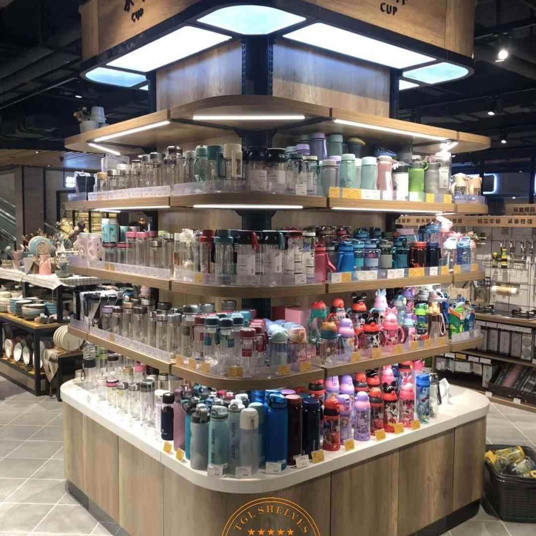 901超市柱货架常见围展示灯架铁木展包示货架可配条灯箱柱地柜