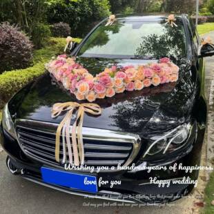 饰头结车婚仿真花车车队拉花花全套 大v简约大F9787MTJ气主婚车装