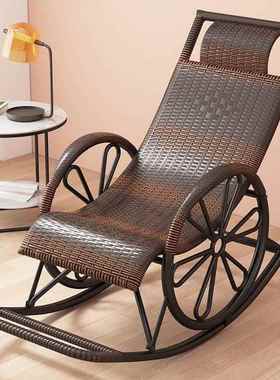 夏天人躺椅加厚懒人藤椅藤编椅摇摇椅户外休闲老椅遥AAX逍椅阳台