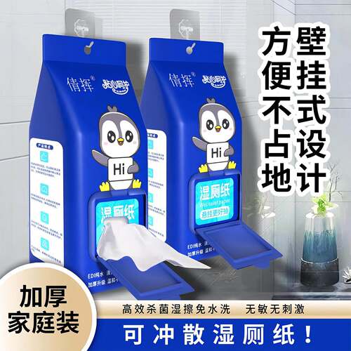 Wall-mounted moist toilet wipes, family economical pack, for