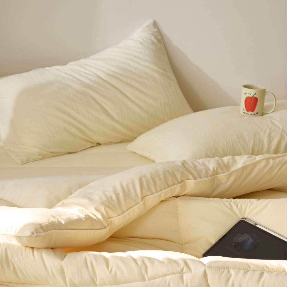 2025新款韩版纯色套件被子床垫枕套四件套水洗棉高品质绗缝套件