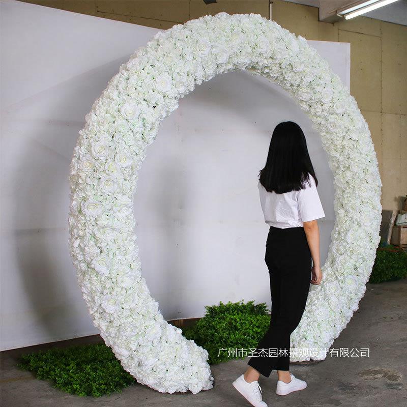 仿真婚庆拱门婚庆室内外装饰绢布假花婚礼现场装饰花门阻燃人造花