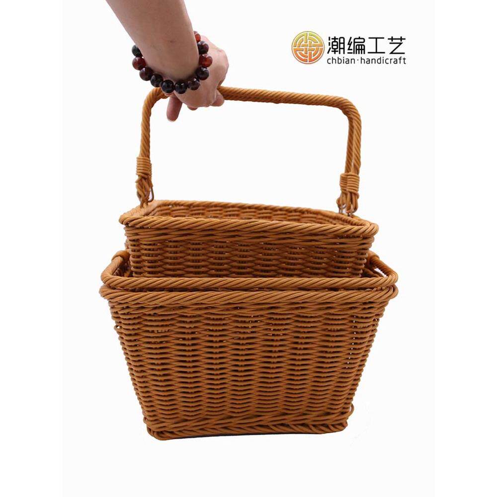 田园藤编收纳筐收纳篮购物篮小竹篮礼品篮柳编水果篮手提买菜篮子