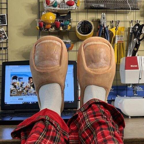 Funny Big Toe Slippers Quirky Fun Prank Bizarre Design Fun