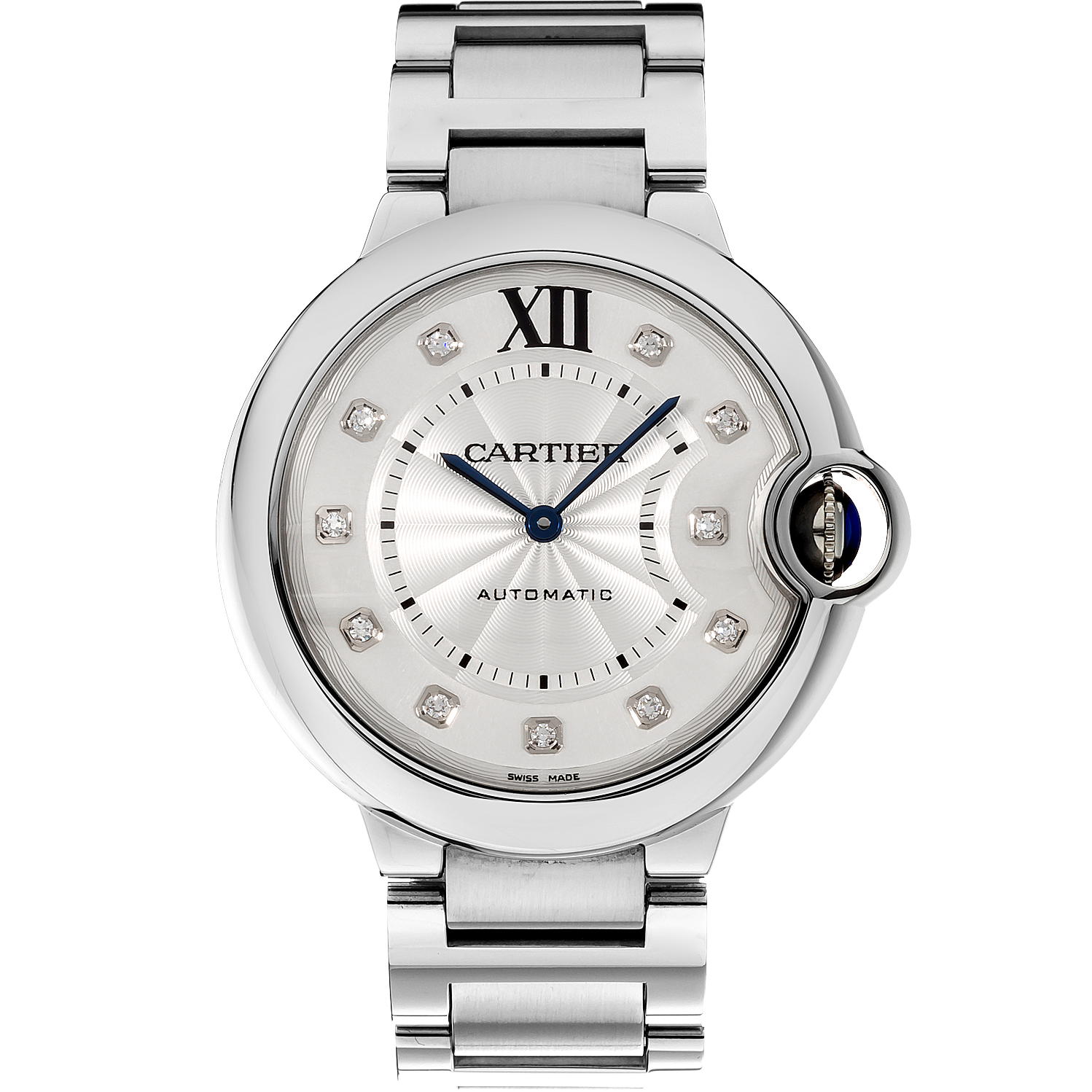 [9.8新]卡地亚蓝气球精钢自动机械刻度镶钻女表WE902075