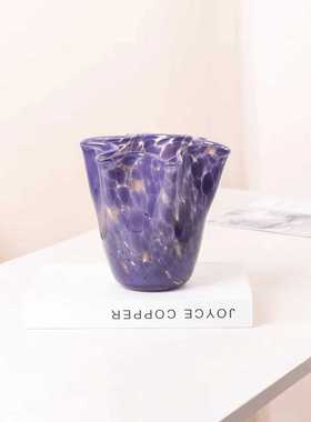 新款纯手工吹制彩色玻璃花瓶创意插花家居装饰品琉璃花瓶摆设批发