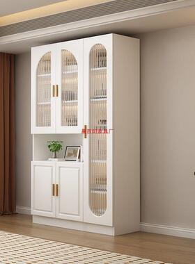 轻奢北欧实木书柜客厅的钢化玻璃门储物柜E0级多层收纳功能衣柜