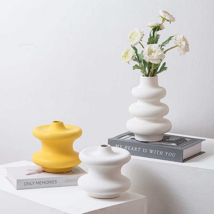 北欧ins风白色陶瓷花瓶磨砂素胚花器客厅餐桌摆设婚庆开业装饰品,家居饰品,花瓶,淘宝优惠券,粉丝福利购,淘宝优惠卷