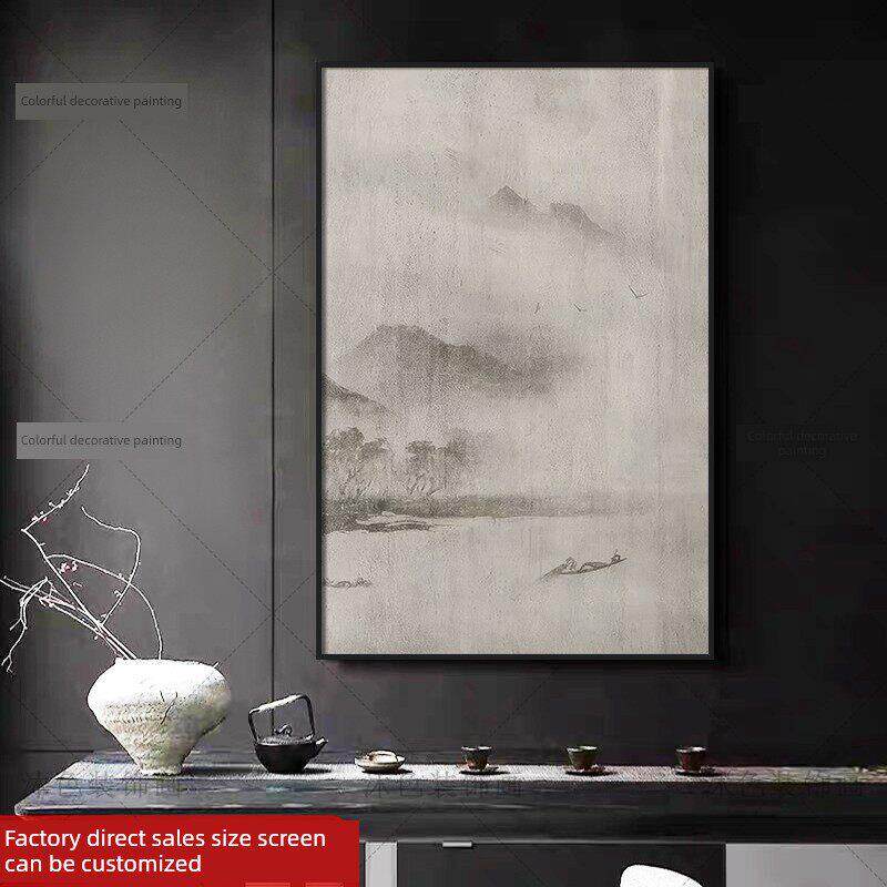 装京师生春诗新意图中式客厅饰ZWM画入户玄关式中挂画禅意书房壁