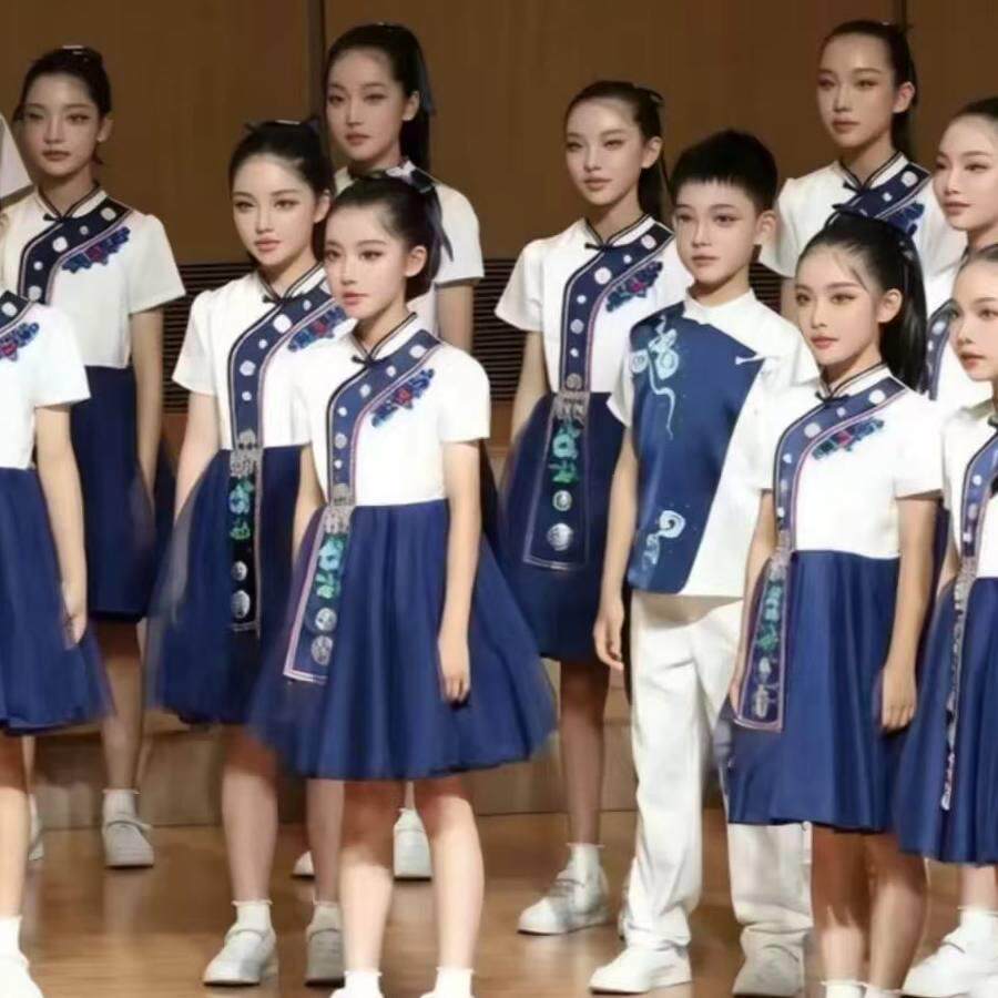 儿童合唱服祖国有我中小学生诗歌朗诵演出服幼儿民族风舞蹈表演服