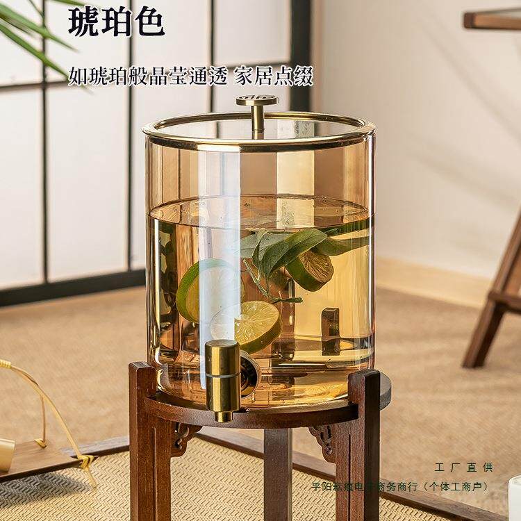 高颜值玻璃冷水壶耐高温家用带龙头凉水壶大容量泡水果茶桶饮料桶