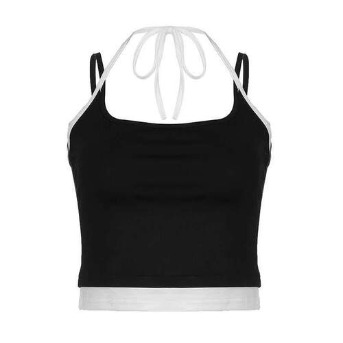 neck suspenders two-piece personality casual contrast fake