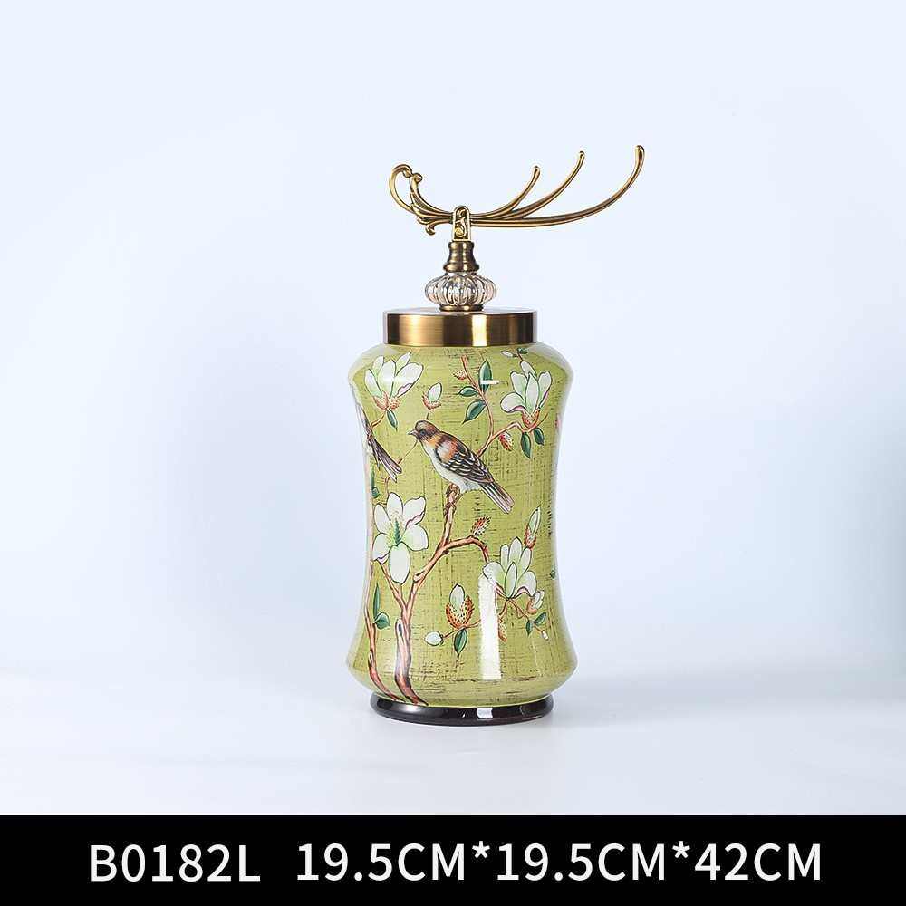 储罐装装饰摆件彩绘家居陶瓷中式客厅物罐工艺品新花鸟饰品装饰品,特色手工艺,其他特色工艺品,淘宝优惠券,粉丝福利购,淘宝优惠卷