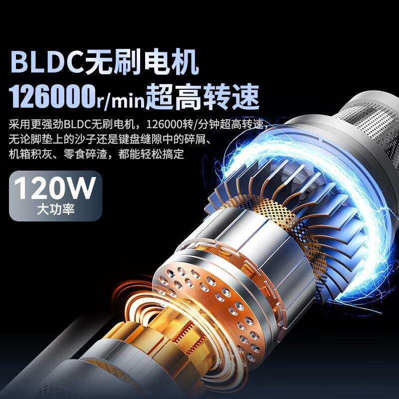无刷小型吹尘器 超强大吸力家用除尘机 手持式电量显示车载吸尘器