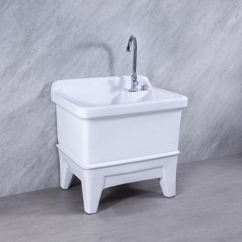 陶瓷拖把池阳台墩布池大号方形长拖把洗宽拖布盆台控自动下水池