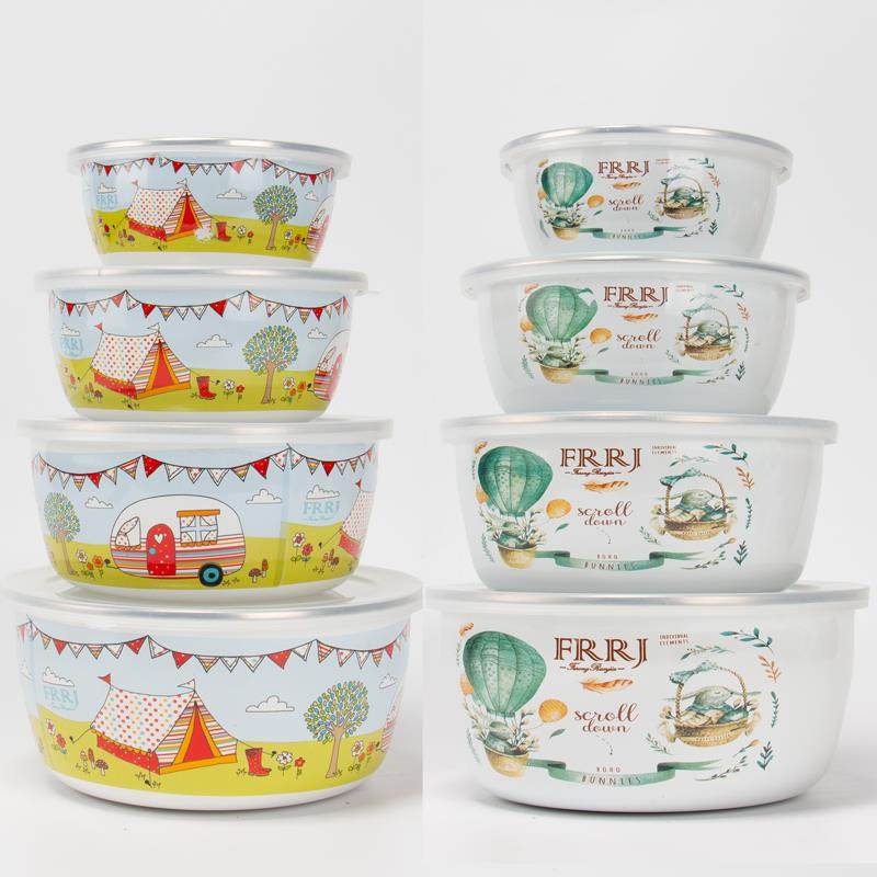 日式搪瓷碗儿童碗带刻度保鲜碗加厚带盖零食保鲜碗儿童辅食加厚碗,餐饮具,保鲜盒,淘宝优惠券,粉丝福利购,淘宝优惠卷