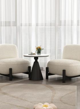 单人沙发椅奶油风设计师款内阳台休闲桌椅组合奶茶店甜品店洽谈椅