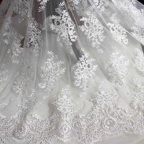 睫毛蕾丝亮片刺绣花边 手工DIY新娘婚纱材料服装衣服窗帘面料布料
